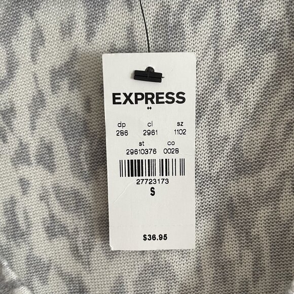 Express Womn S White/Gray Animal Print 1/2 Sleeve V-Neck Lightweight Sweater NWT - Picture 7 of 9